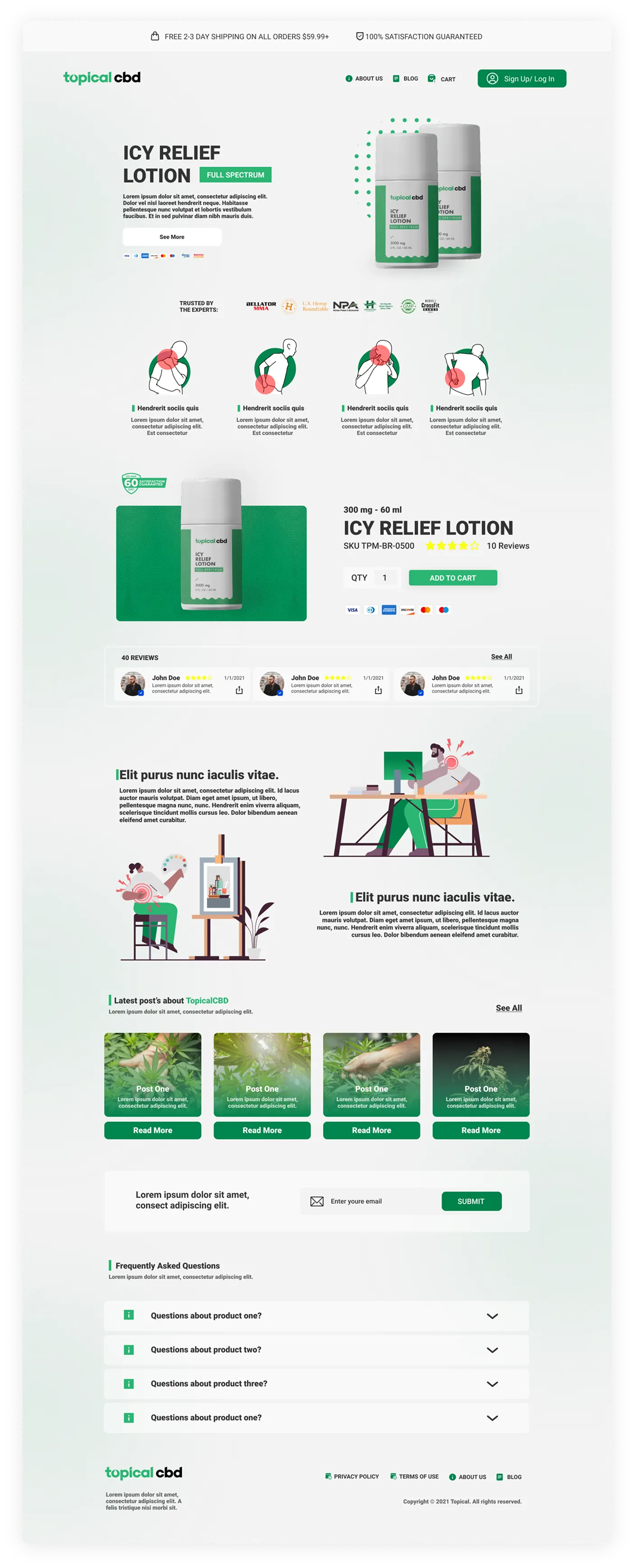 CBD product website interface screenshot 01